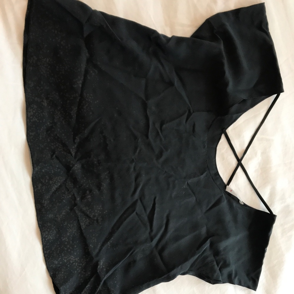 Short sleeved black silk top
